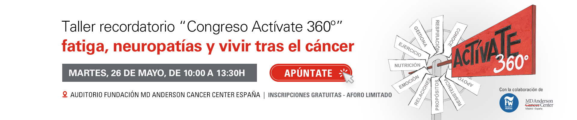 Taller recordatorio “Congreso Actívate 360º”,  fatiga, neuropatías y vivir tras el cáncer